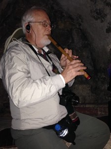 Dale Olsen playing in the Bethlehem cave