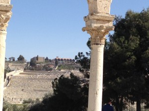 view of the Mount of Olives from the Golden Gate on Temple Mount